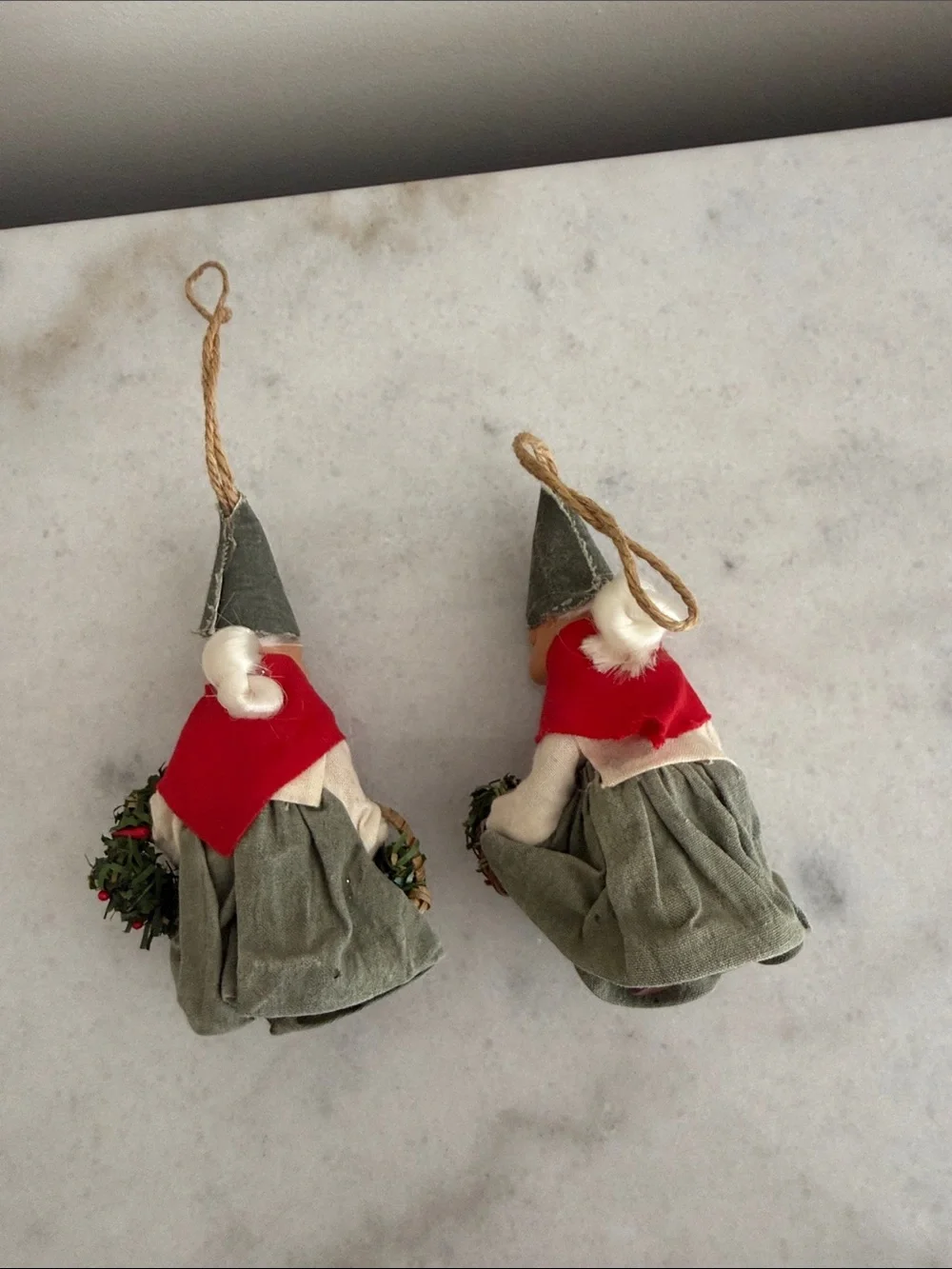 2 Holiday Gnome hanging ornaments